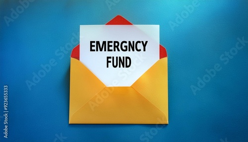 note Emergency Fund Focus on an emergency fund envelope, with a bright background, empty space right for text