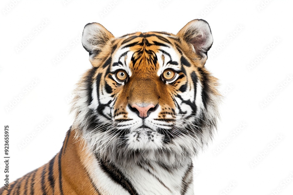 Porträt von einem Tiger vor weißem Hintergrund Porträt von einem Tiger vor weißem Hintergrund