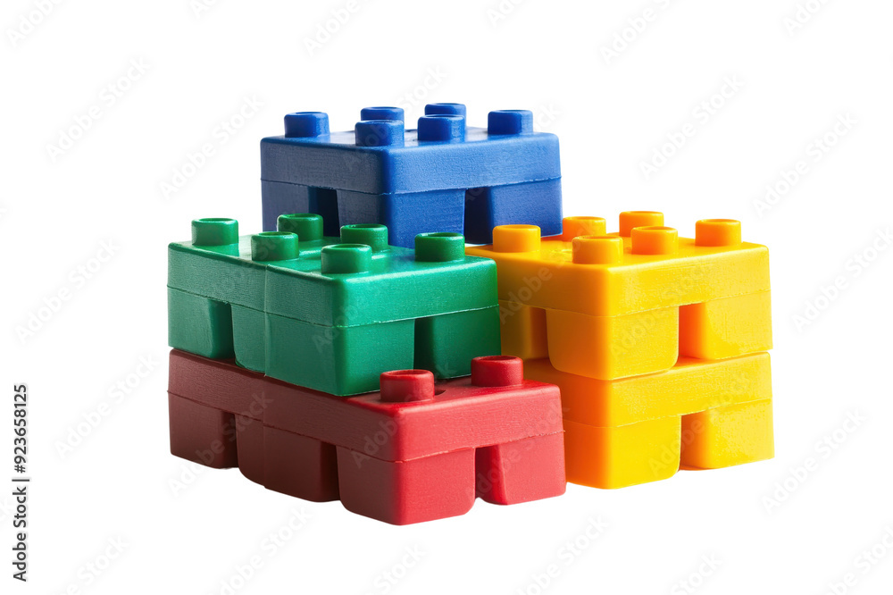 A vibrant stack of primary-colored toy bricks transparent background isolated PNG A vibrant stack of primary-colored toy bricks transparent background isolated PNG