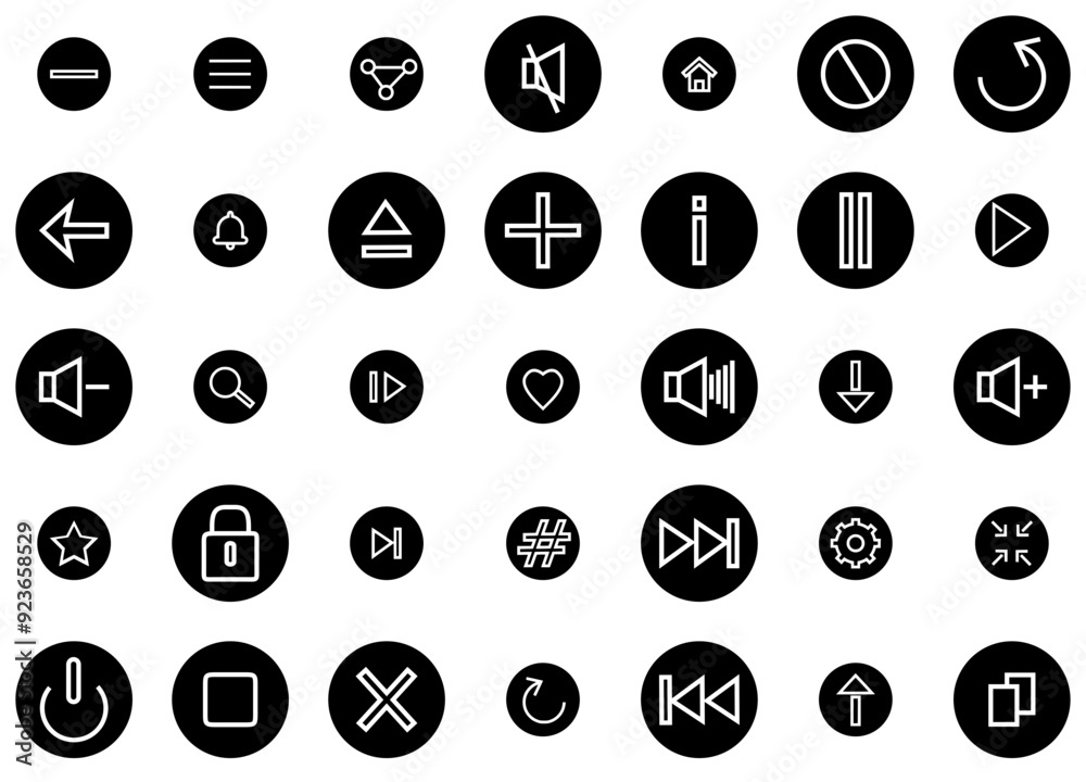 Set Of Button Outline Vector Symbols Apps, Websites Ui Designs Suitable ...