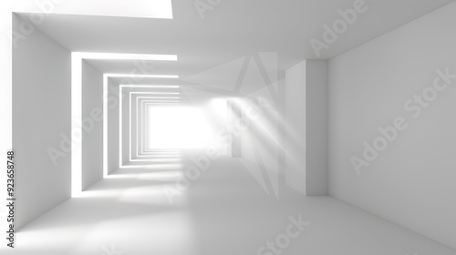 The Captivating Grey White Perspective Geometric Lighting Background: A Visual Delight of Symmetry and Illumination.