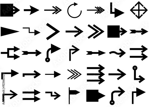 A Collection Of Arrow Right Continue Next Icons Silhouette Vector Logo Design Containing Right,Move,Right-Direction,Next,When Pictograms And Infographics Design Elements Vector Illustration