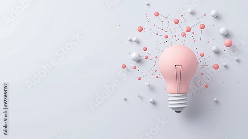 Illuminating Insight: 3D Light Bulb with Connected Dots Symbolizing Interconnected Growth - Flat Design Illustration, Generative Ai