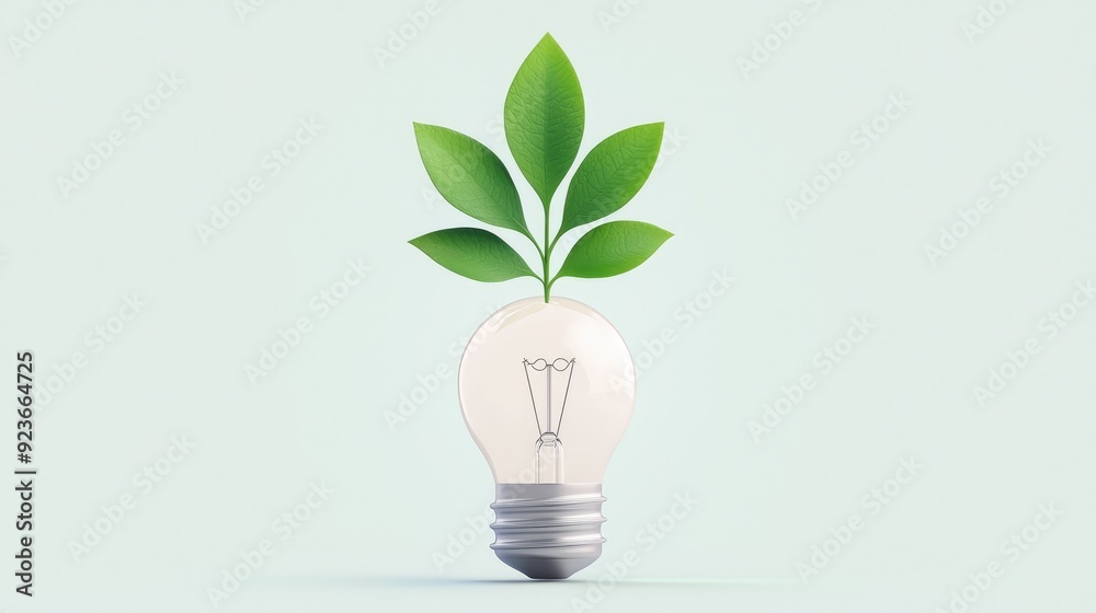 Illuminating Growth: 3D Light Bulb with Sprouting Plant - Concept of Idea Nurturing and Development in Flat Design Illustration, Generative Ai Illuminating Growth: 3D Light Bulb with Sprouting Plant - Concept of Idea Nurturing and Development in Flat Design Illustration, Generative Ai