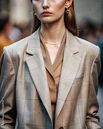 A model walks the runway at a show during Women's Fashion Week. Impersonality photo