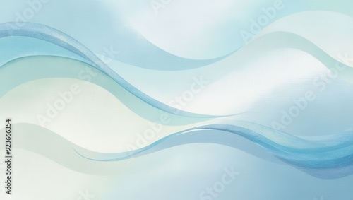 Abstract Light Blue And White Gradient Background With Wavy Lines
