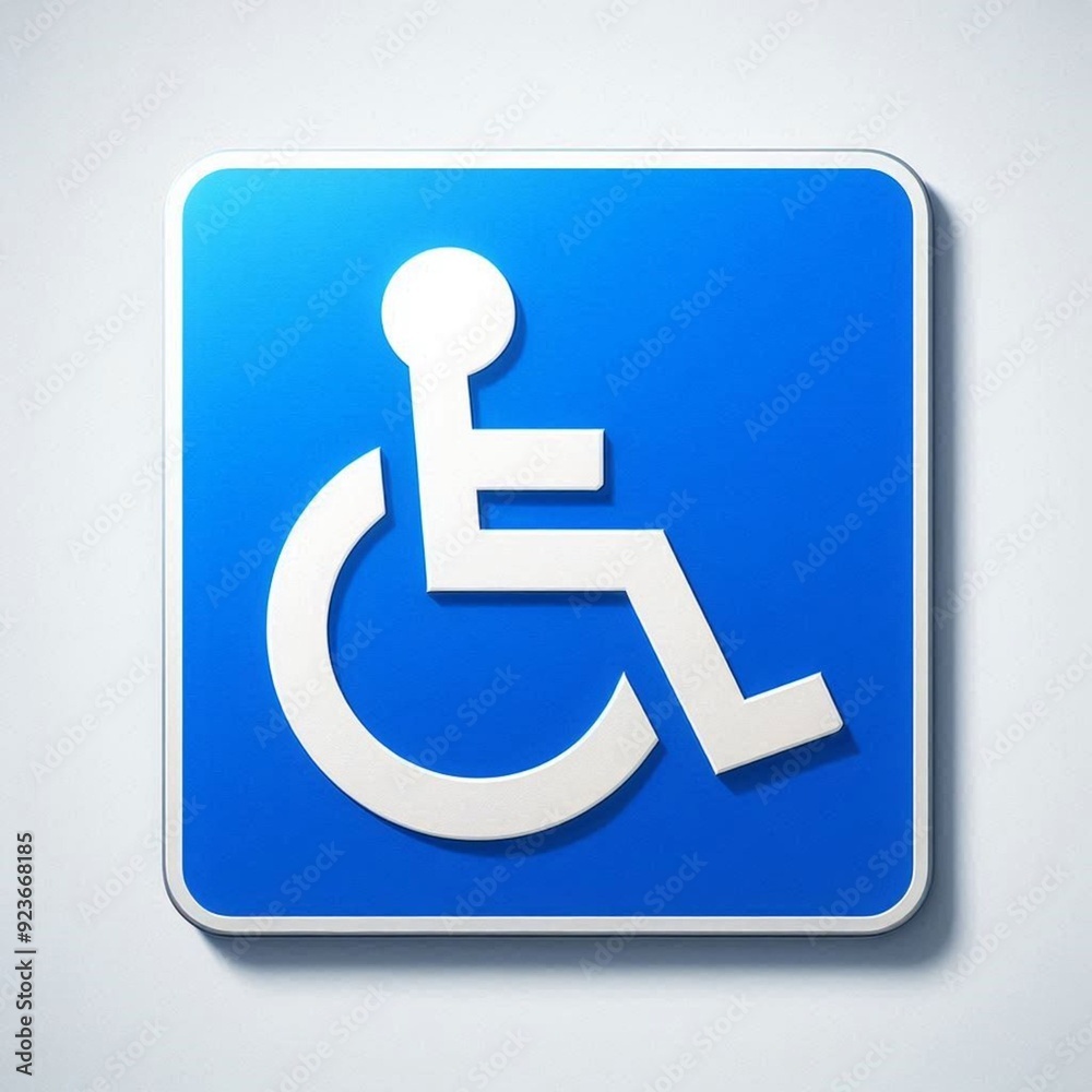 Realistic image of a handicap sign on a white background, handicap sign Realistic image of a handicap sign on a white background, handicap sign