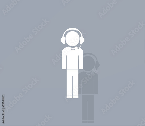 Vector icon of white color with shadow on gray background