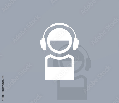 Vector icon of white color with shadow on gray background