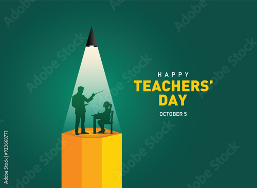 Happy Teacher's day concept vector illustration background. Creative teacher's day vector education concept.