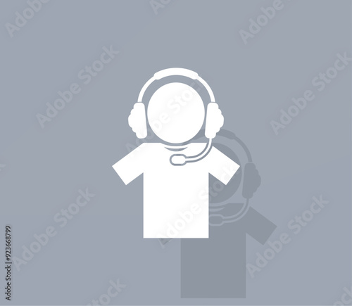 Vector icon of white color with shadow on gray background