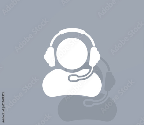 Vector icon of white color with shadow on gray background