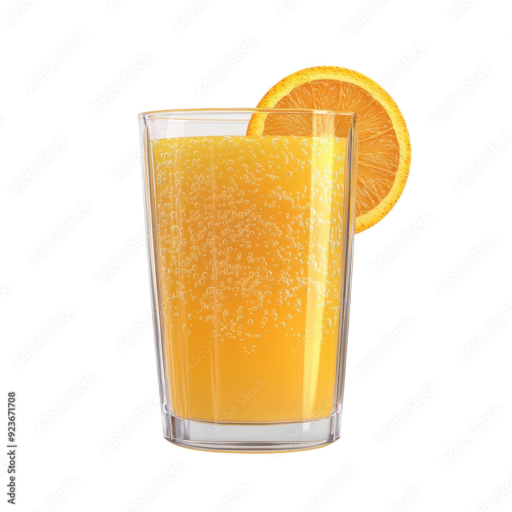 A glass of freshly squeezed orange juice with a slice of orange on the rim cut out transparent isolated on white background PNG file A glass of freshly squeezed orange juice with a slice of orange on the rim cut out transparent isolated on white background PNG file