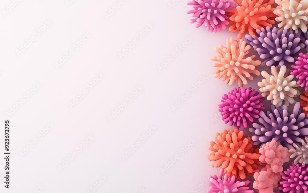 Colorful abstract spiky shapes arranged on a white background. Vibrant, eye-catching, and dynamic design suitable for various creative projects. Colorful abstract spiky shapes arranged on a white background. Vibrant, eye-catching, and dynamic design suitable for various creative projects.