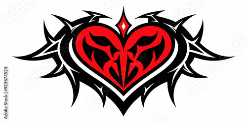Heart tattoo Neo tribal set, gothic rock flame shape kit, vector u2k abstract love logo concept. Valentine punk retro sticker collection, neotribal web goth decoration. Stylised heart tattoo prints