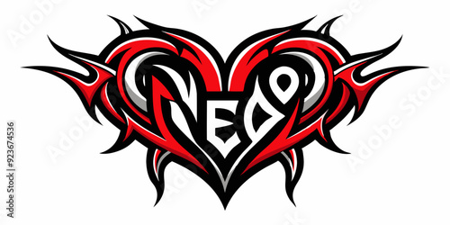 Heart tattoo Neo tribal set, gothic rock flame shape kit, vector u2k abstract love logo concept. Valentine punk retro sticker collection, neotribal web goth decoration. Stylised heart tattoo prints