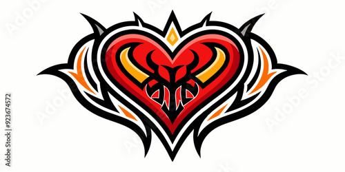 Heart tattoo Neo tribal set, gothic rock flame shape kit, vector u2k abstract love logo concept. Valentine punk retro sticker collection, neotribal web goth decoration. Stylised heart tattoo prints