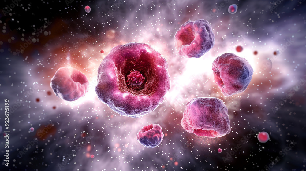 Naklejka premium Floating Cells in a Cosmic Environment