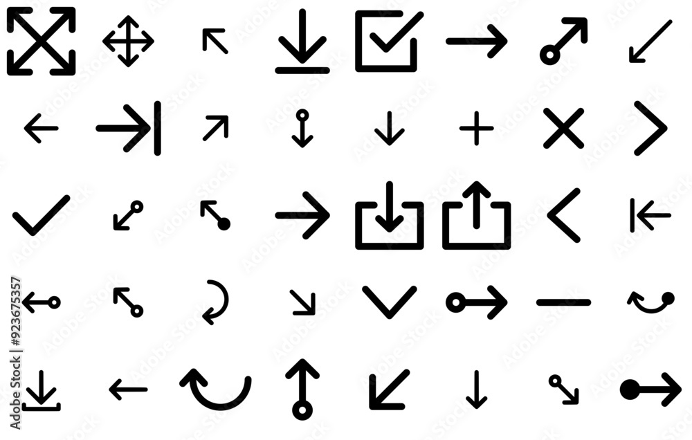 Set Of Linear Simple Arrows Icons Web Header Banner Design Containing Left,Down,Right,Direction,Arrow Outline Icons Collection. Simple Vector Illustration Set Of Linear Simple Arrows Icons Web Header Banner Design Containing Left,Down,Right,Direction,Arrow Outline Icons Collection. Simple Vector Illustration