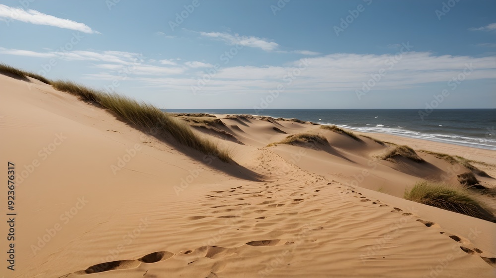 Photo of a sand dune with a strip leading to the horizon
Photo of a sand dune with a strip leading to the horizon