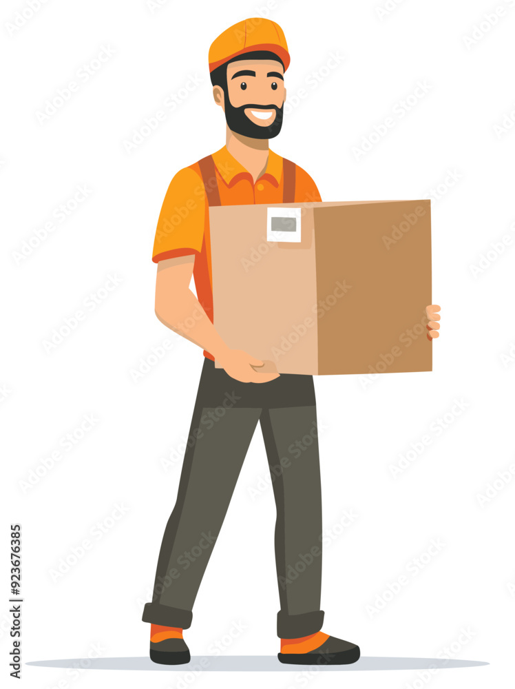 Worker with Box, Professional and Efficient Design - Flat Vector Illustration Worker with Box, Professional and Efficient Design - Flat Vector Illustration