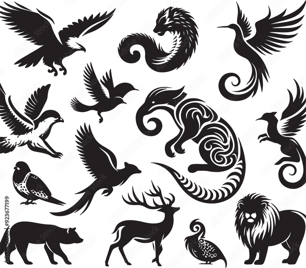 Obraz premium a animal design silhouette vector with white background