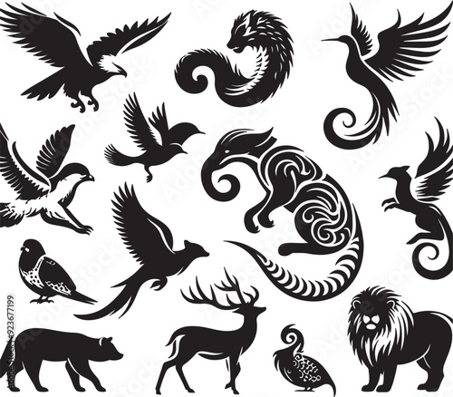  a animal design silhouette vector with white background 