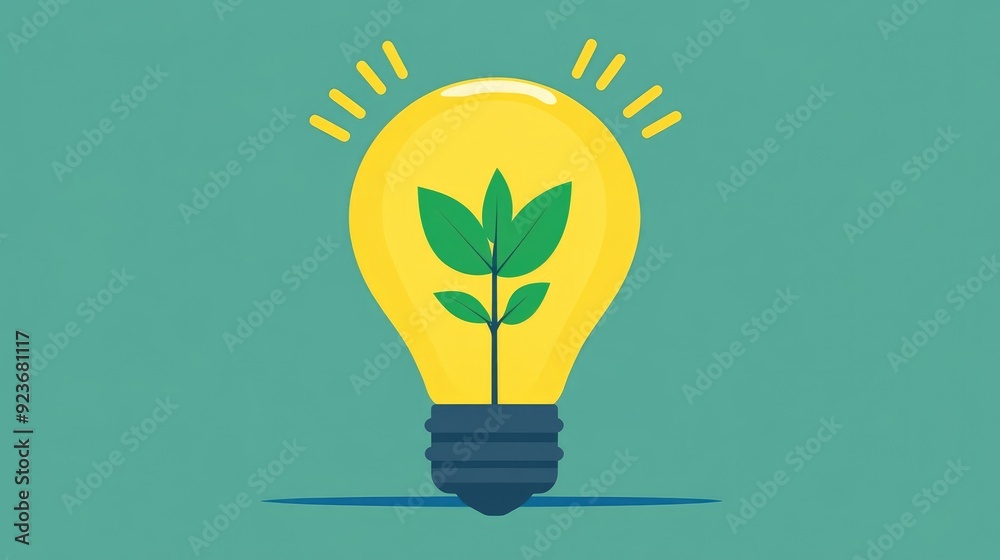 Light bulb with growing plant inside, idea and growth concept, flat design illustration Light bulb with growing plant inside, idea and growth concept, flat design illustration