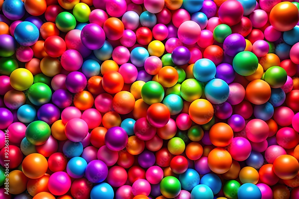 Many colorful big and small random spheres huge pile of colorful matte soft balls in different size Many colorful big and small random spheres huge pile of colorful matte soft balls in different size