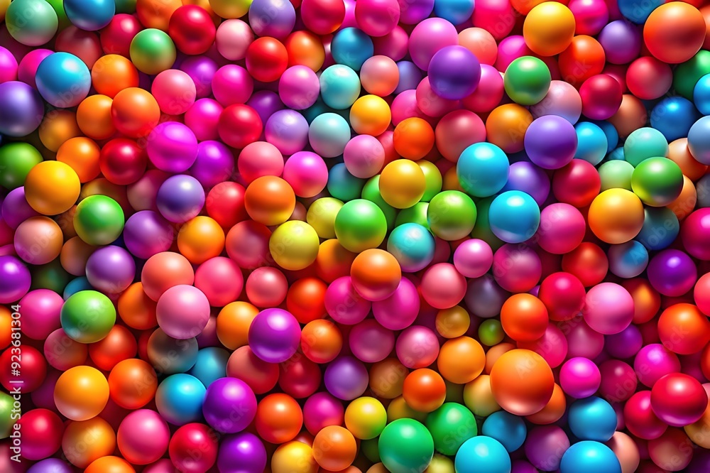 Many colorful big and small random spheres huge pile of colorful matte soft balls in different size Many colorful big and small random spheres huge pile of colorful matte soft balls in different size