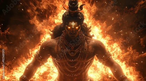 Fierce 3D Rendering of Lord Shiva in Bhairava Form photo