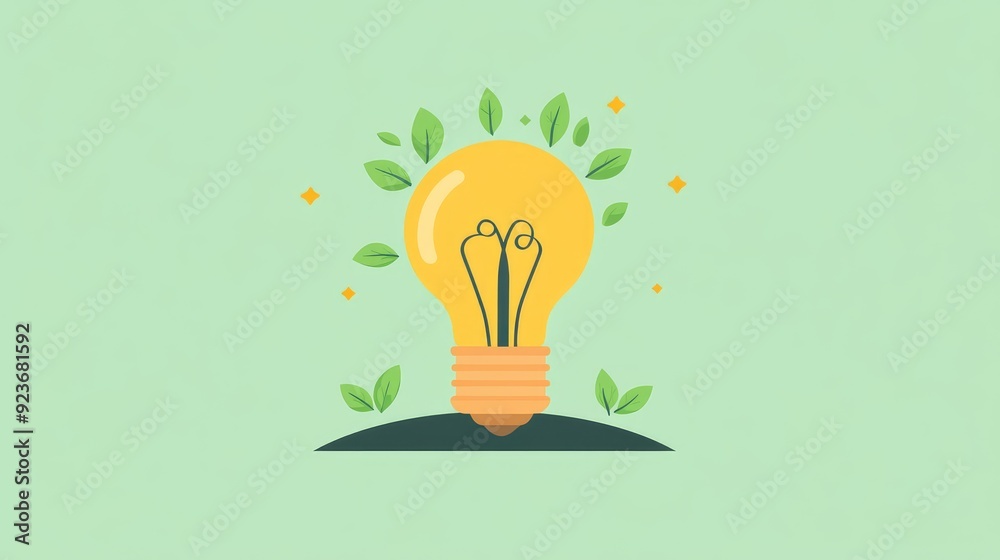 Tree sprouting from a light bulb, symbolizing ideas and development, flat design illustration Tree sprouting from a light bulb, symbolizing ideas and development, flat design illustration