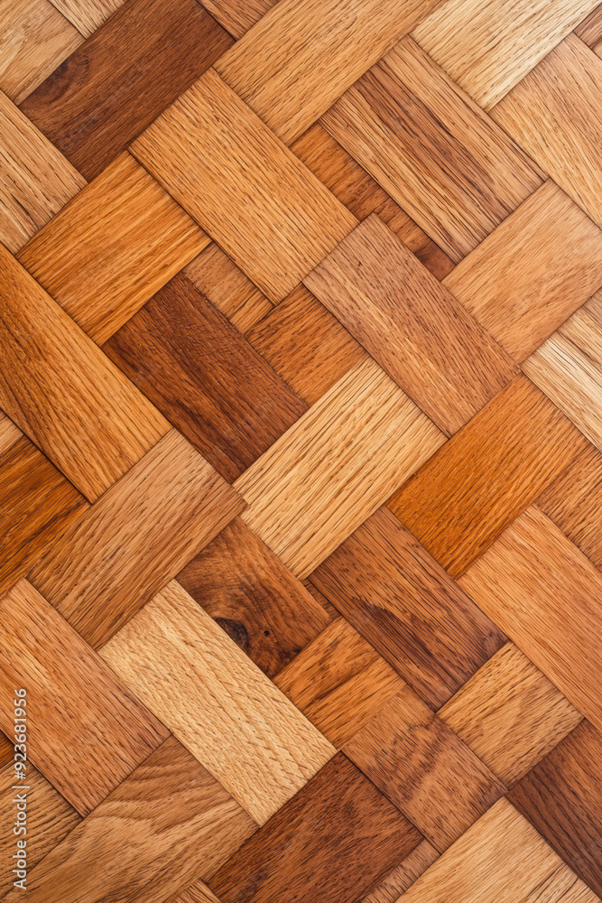 Close-up of intricate wooden parquet flooring with warm, natural tones and a detailed herringbone pattern, ideal for interior design and home decor. Close-up of intricate wooden parquet flooring with warm, natural tones and a detailed herringbone pattern, ideal for interior design and home decor.