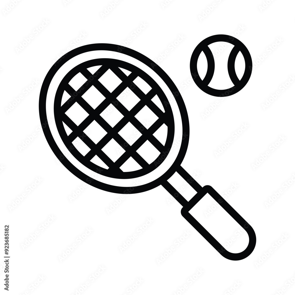 Ball with racket, concept icon of tennis in modern style Ball with racket, concept icon of tennis in modern style