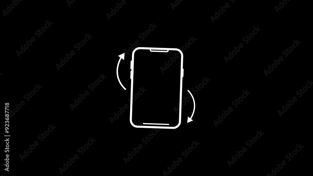 Turn the phone horizontally and vertically icon. 4K animation video. on black background. Turn the phone horizontally and vertically icon. 4K animation video. on black background.