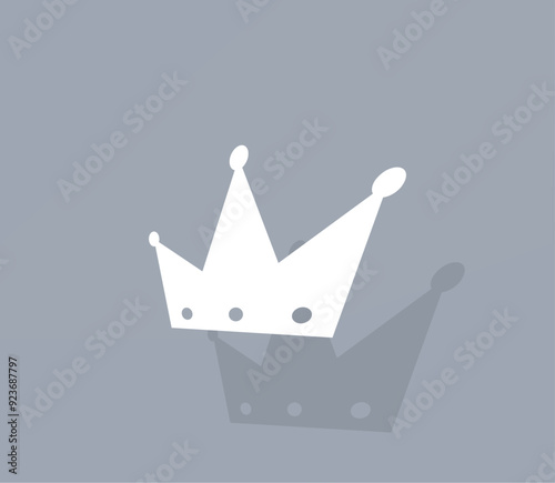 Vector icon of white color with shadow on gray background