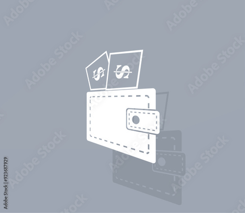 Vector icon of white color with shadow on gray background