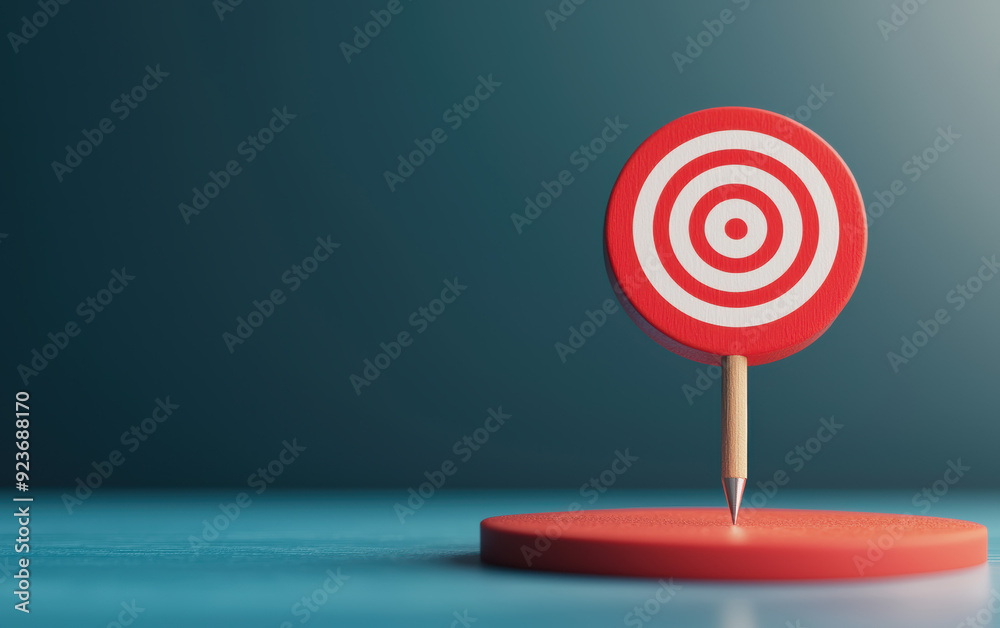 Red and white target on blue background symbolizes focus, goal-setting, and achievement. Perfect for business, strategy, and success-related themes. Red and white target on blue background symbolizes focus, goal-setting, and achievement. Perfect for business, strategy, and success-related themes.