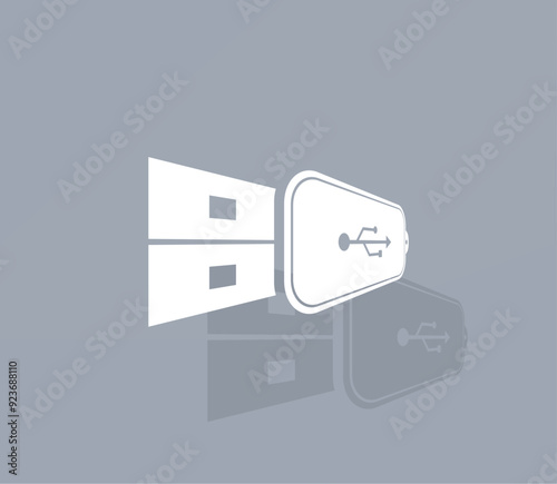 Vector icon of white color with shadow on gray background