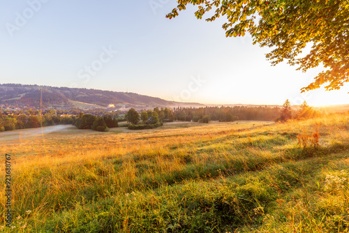 Sunrise over the valley in summer. Morning near Zakopane in Poland with a view of Gubalowka. photo