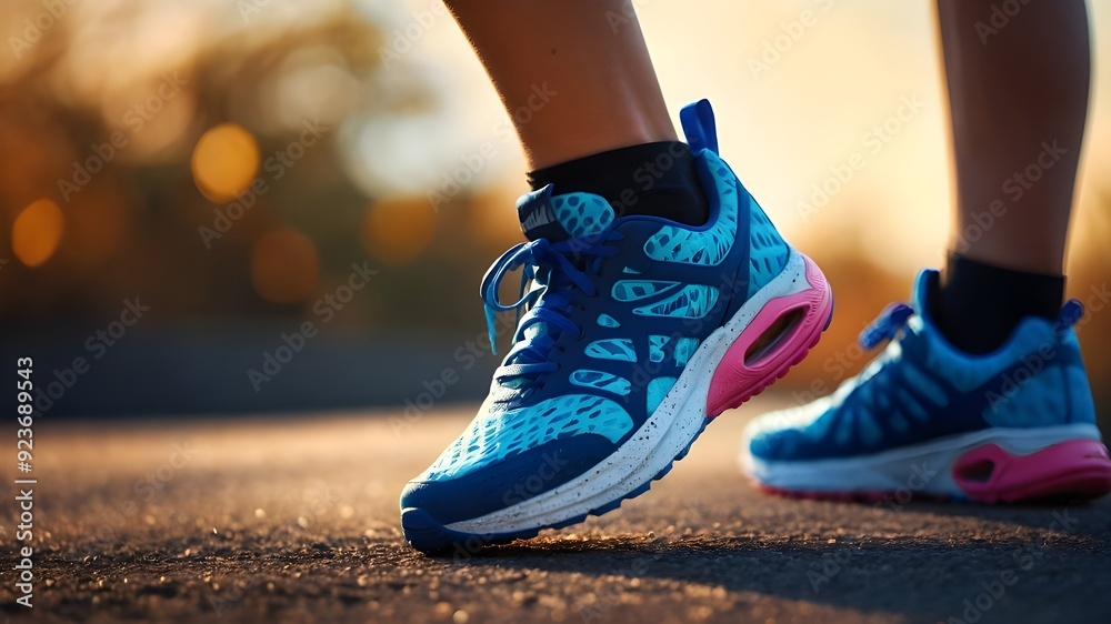 Pair of new sport running shoes with background 