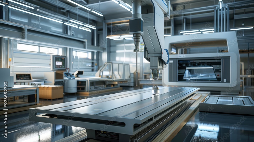Advanced CNC machines in a high-tech workshop 