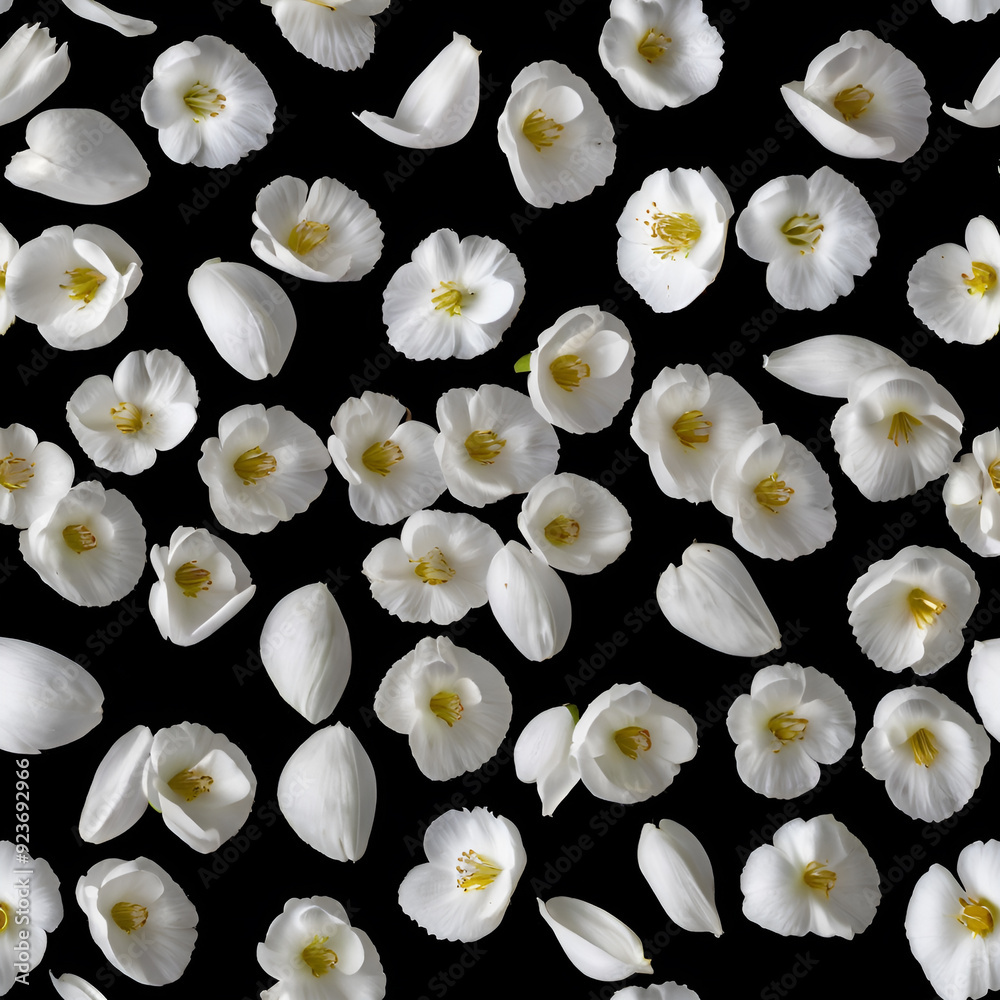 white floral and petals on dark background white floral and petals on dark background