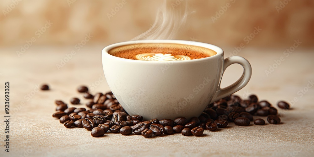 coffee cup with beans light background coffee cup with beans light background