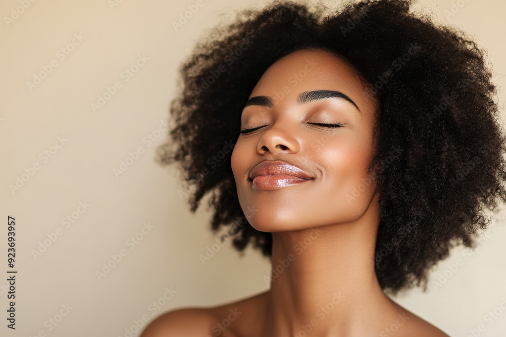 A close up of a black woman's face with her eyes closed A close up of a black woman's face with her eyes closed