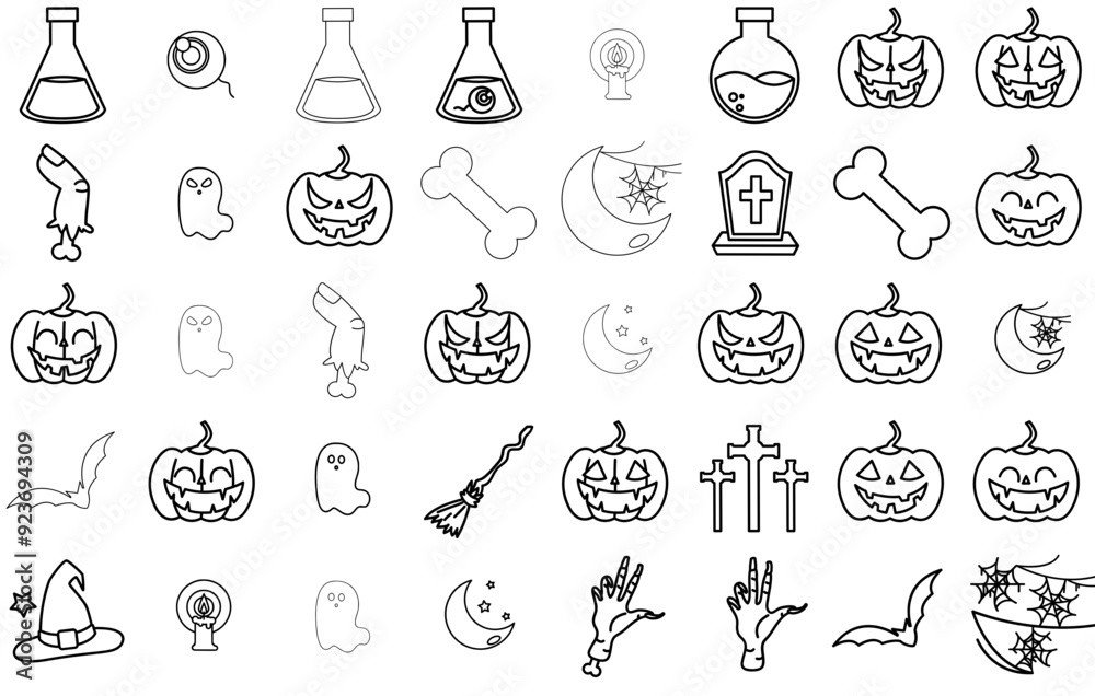 A Collection Of Halloween Vector Symbols Apps, Websites Ui Designs Suitable For Pumpkin,Spooky,Halloween,Scary,Jack-O-Lantern Vector Icon Set Linear Pictogram Pack A Collection Of Halloween Vector Symbols Apps, Websites Ui Designs Suitable For Pumpkin,Spooky,Halloween,Scary,Jack-O-Lantern Vector Icon Set Linear Pictogram Pack