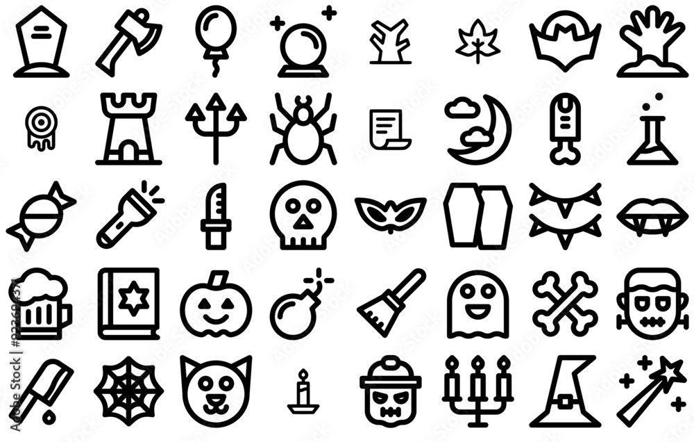 Set Of Halloween Line Vector Symbols Apps, Websites Ui Designs Suitable For Festival,Magic,Scary,Dead,Halloween Simple Black Style Symbol Sign For Apps And Website, Vector Illustration Set Of Halloween Line Vector Symbols Apps, Websites Ui Designs Suitable For Festival,Magic,Scary,Dead,Halloween Simple Black Style Symbol Sign For Apps And Website, Vector Illustration