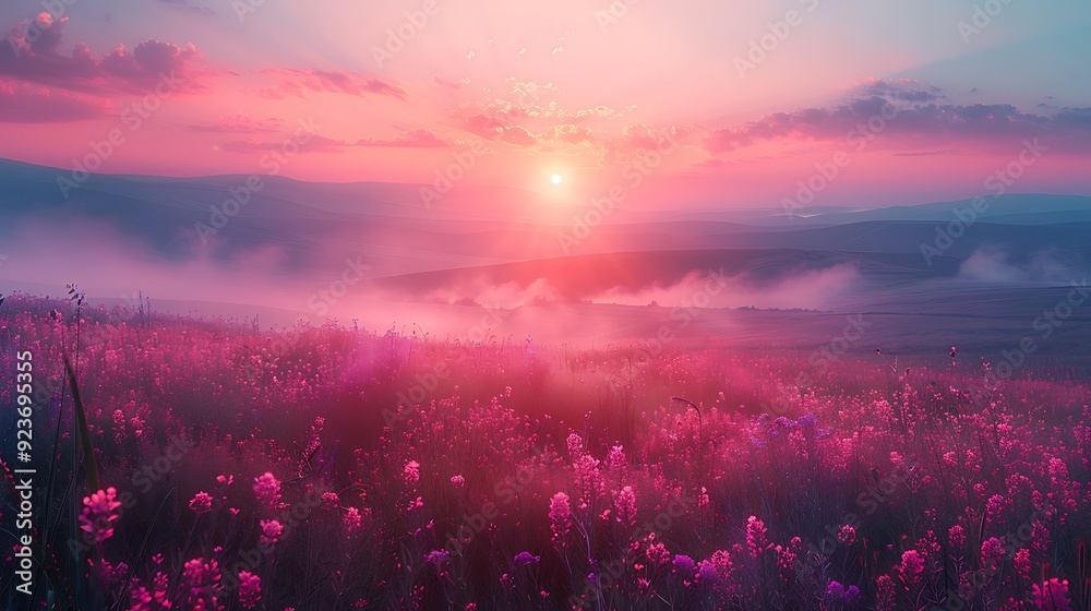 Rolling hills bathed in soft pastel colors of pink, lavender, and mint under a peaceful sky. A misty light creates a serene and dreamy landscape. Wide-angle shot, hd quality, natural look. Rolling hills bathed in soft pastel colors of pink, lavender, and mint under a peaceful sky. A misty light creates a serene and dreamy landscape. Wide-angle shot, hd quality, natural look.