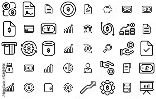 Mega Set Of Vector Finance Icons Web Header Banner Design Containing Finance,Payment,Money,Currency,Cash Vector Icons Illustration Collection
