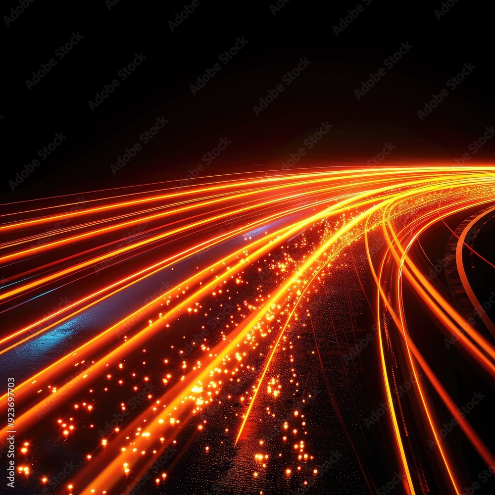 Fototapeta premium Abstract glowing lines and particles create a dynamic, futuristic, and energetic composition.